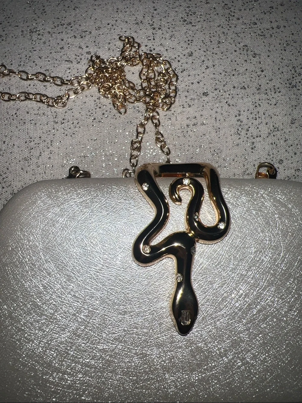 Glitter Party Clutch with Glam Snake Closure for Formal Evenings